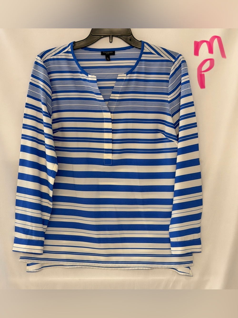 Talbots Royal Blue & White Stripe V-Notch Tunic